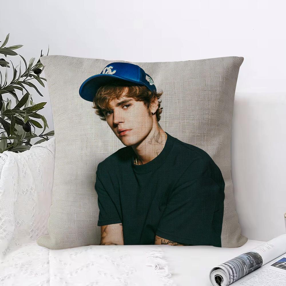 Sale JJustin B Bieber Cushion Cover Eco Linen Pillow Case DoubleSided Print Breathable Durable Zipper Home Decor Gift