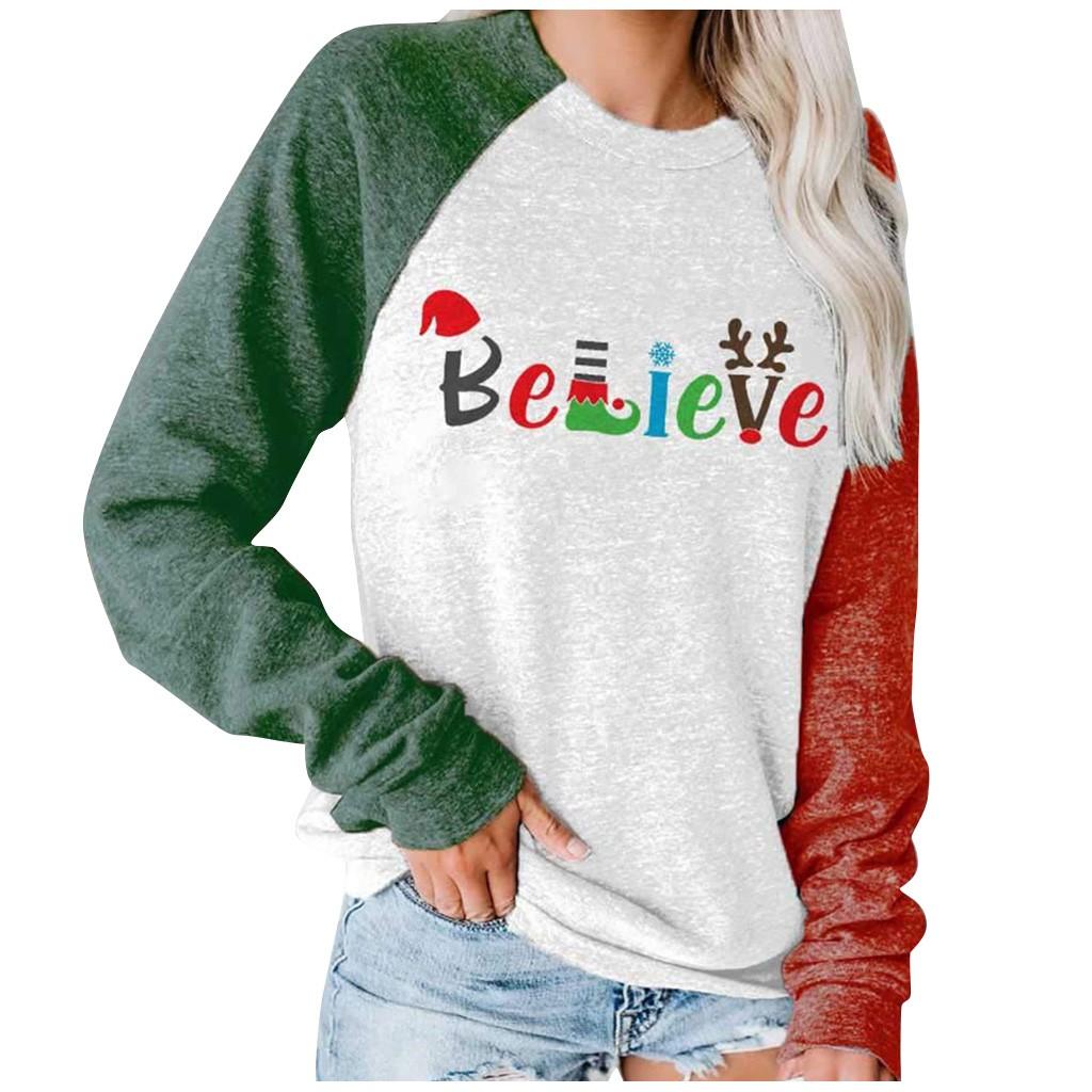 Long Sleeve Round Neck Tops T-shirt 