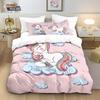 Kids Girls Unicorn Pink 3D Bedding Set Duvet Cover,Cartoon Bedcllothes Animal Printed Queen King Size Home Duvet Cover with Zip
