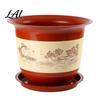 Weathered Finish Pot for Miniature Landscape Plastic Flower Large Plants with Drainage Holes & Saucer Tray Deep Nursery Healthy Root Growth