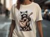 Cute Raccoon Playing Guitar T-Shirt, Adorable Animal Musician Tee, Unique Wildlife Graphic Shirt, Perfect Gift for Music and Nature Lovers