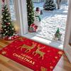 Burgundy Gold Glitter Luxury Door Mat Carpet,Reindeer Design Non-Slip Machine Washable for Christmas New Year's Front Door Decor