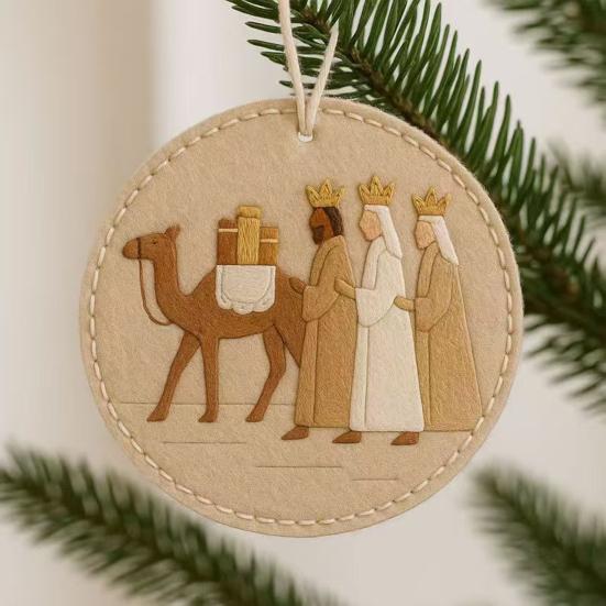 Nativity Felt Christmas Ornament Religious Christmas Tree Hanging Decoration Handmade Christian Nativity Scene