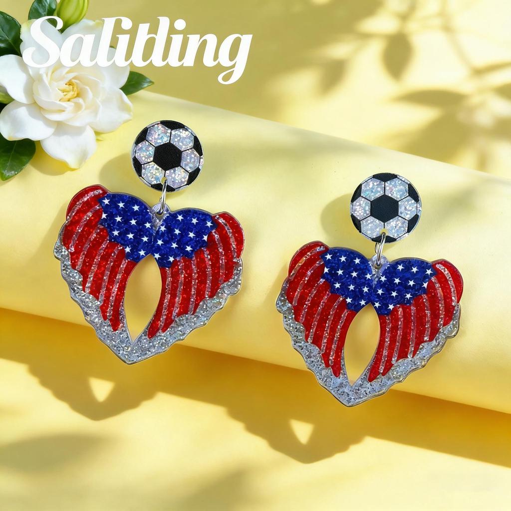 USA Flag Acrylic Earrings for Independence Day Sports Festivals - World Cup Themed Jewelry
