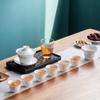 Dehua Gold Trim Teapot Kung Fu Tea Set - Pure White Mutton Fat Jade Ceramic with Large Cups, Perfect for Business or Household Gift