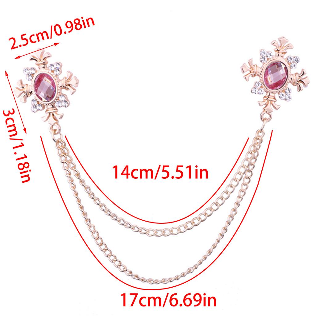 Elegant Tassel Rhinestone Cross Collar Pin For Shirts Fashionable Enthusiasts Suit Shirt Collar Brooch Trendy Jewelry