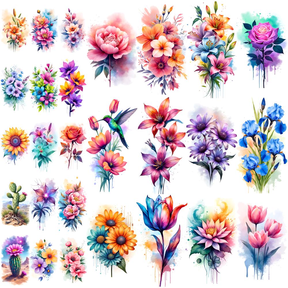 9pcs Temporary Tattoo Cactus Tattoos Waterproof Long-lasting Body Stickers Flower Tattoos Temporary Tattoo Stickers For Chest