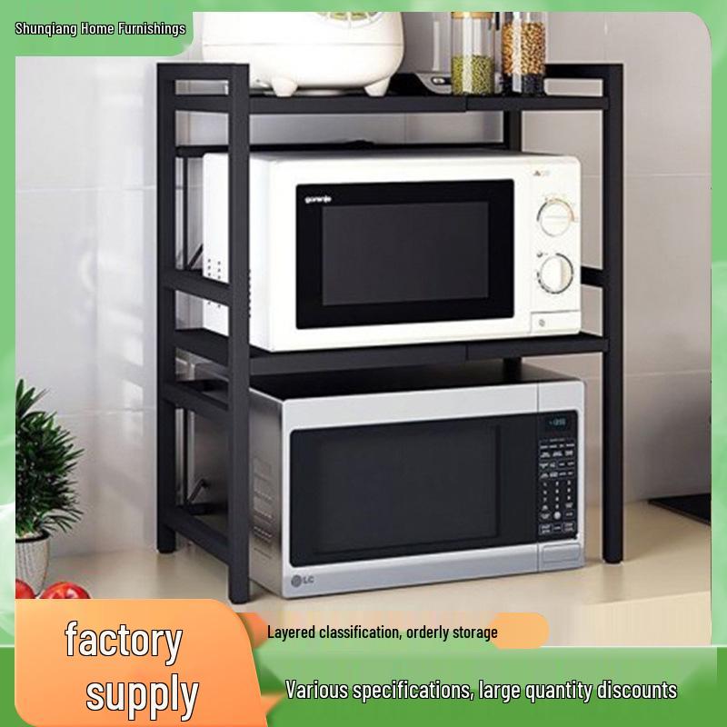 Adjustable Double-Layer Microwave Oven Storage Rack for Countertop