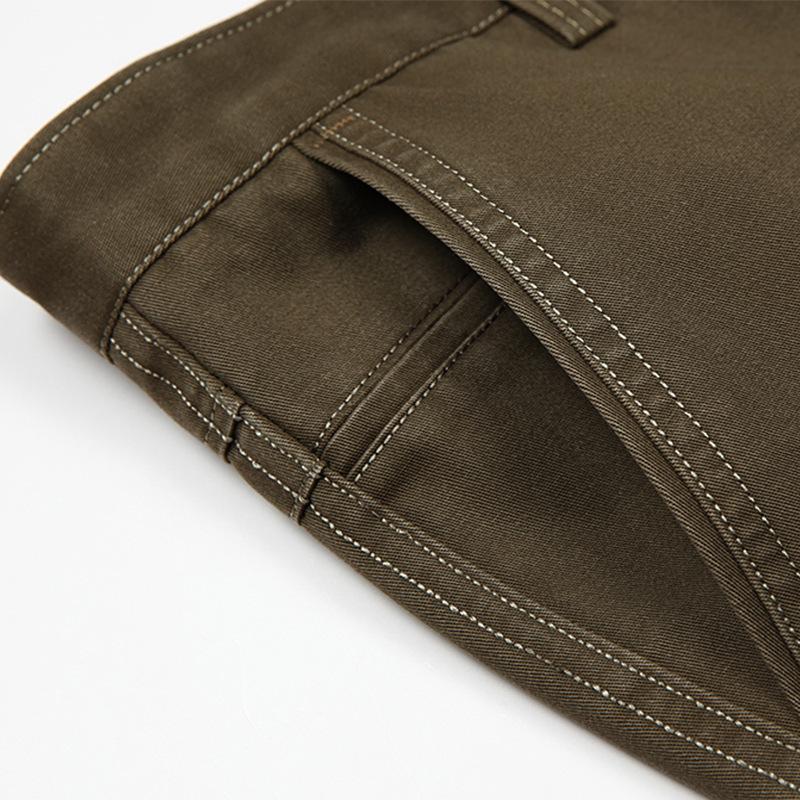 Men's Cotton Casual Pants - Autumn/Winter, Loose Fit, High Waist, Straight Leg, Middle-Aged To Elderly