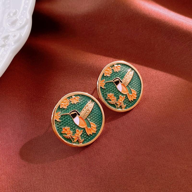 Silver Needle Monet Garden Drip Earrings French Court Style Exquisite Stud Earrings Design Sense Niche Light Luxury Earrings