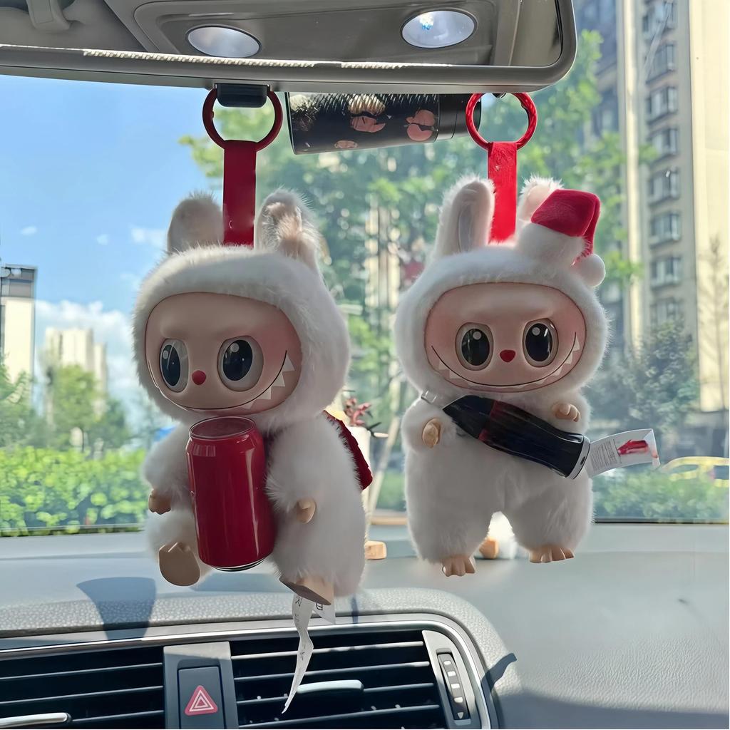 LABUBU G3 Vintage Bottle Car Charm 1:1 High Quality Replica Premium Vinyl Auto Decor Mirror Dashboard Vent Clip Ornament Safe Driving Collectible Gift