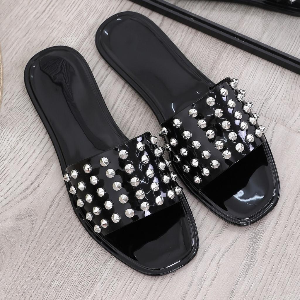 One-word slippers women's summer square head spikes