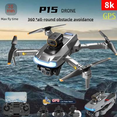 Dron P15 s 8K HD kamerou Profesionální duální GPS kamera Dron Optická lokalizace toku Překážka Skládací Vyhýbání Kvadrokoptéra