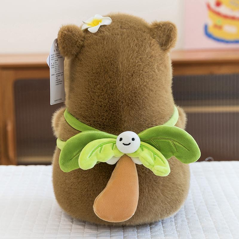 New Seaside Summer Coconut Tree Backpack Kapibara Plush Toy Swimming Ring Capybara Doll for Girls