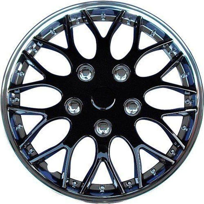 Enjoliveurs - AutoStyle - Missouri - Chromé - Noir - 15 pouces - Lot de 4 pièces