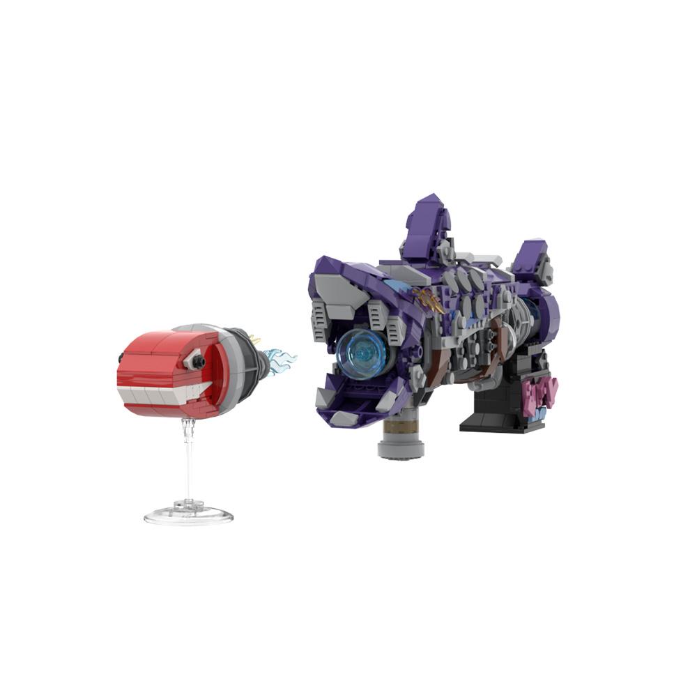 MOC Jinx Fishbone Bazooka Building Blocks Game Figure Magical Girl Jinx Combat Weapons Bricks Model DIY Assembly Toys Kids Gifts