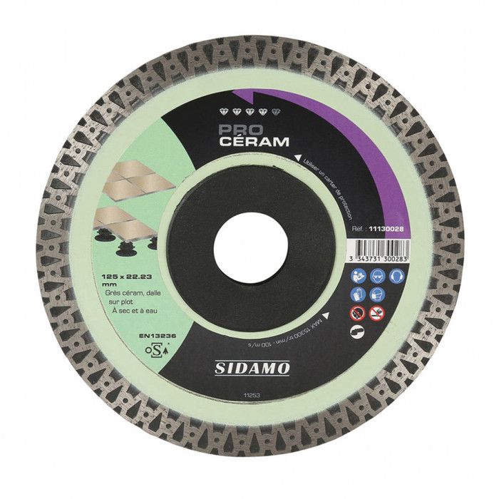 Disque Diamant PRO CÉRAM D. 125 X 22,23 X H 10 Mm Grès Céram / Dalle - 11130028 - Sidamo