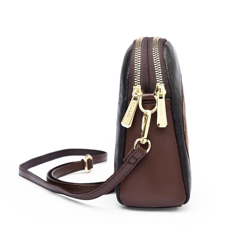 Women's Embossed Elephant Design Crossbody Bag Vintage Leather Shoulder Bag for Daily Use