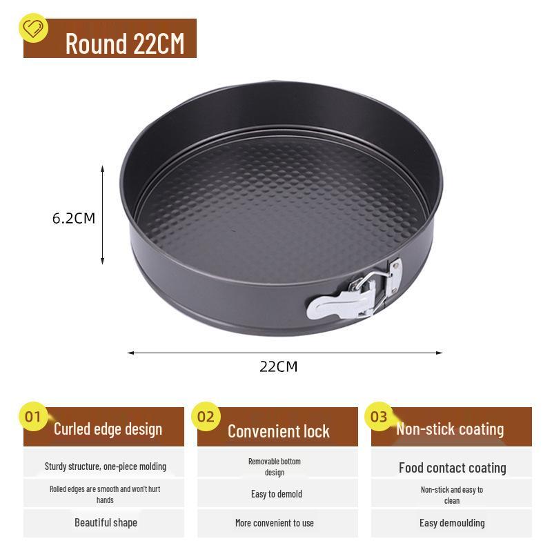 Nieprzywierająca Forma do Ciasta w Kształcie Serca, Okrągła i Kwadratowa z Wyjmowanym Dnem i Klamrą