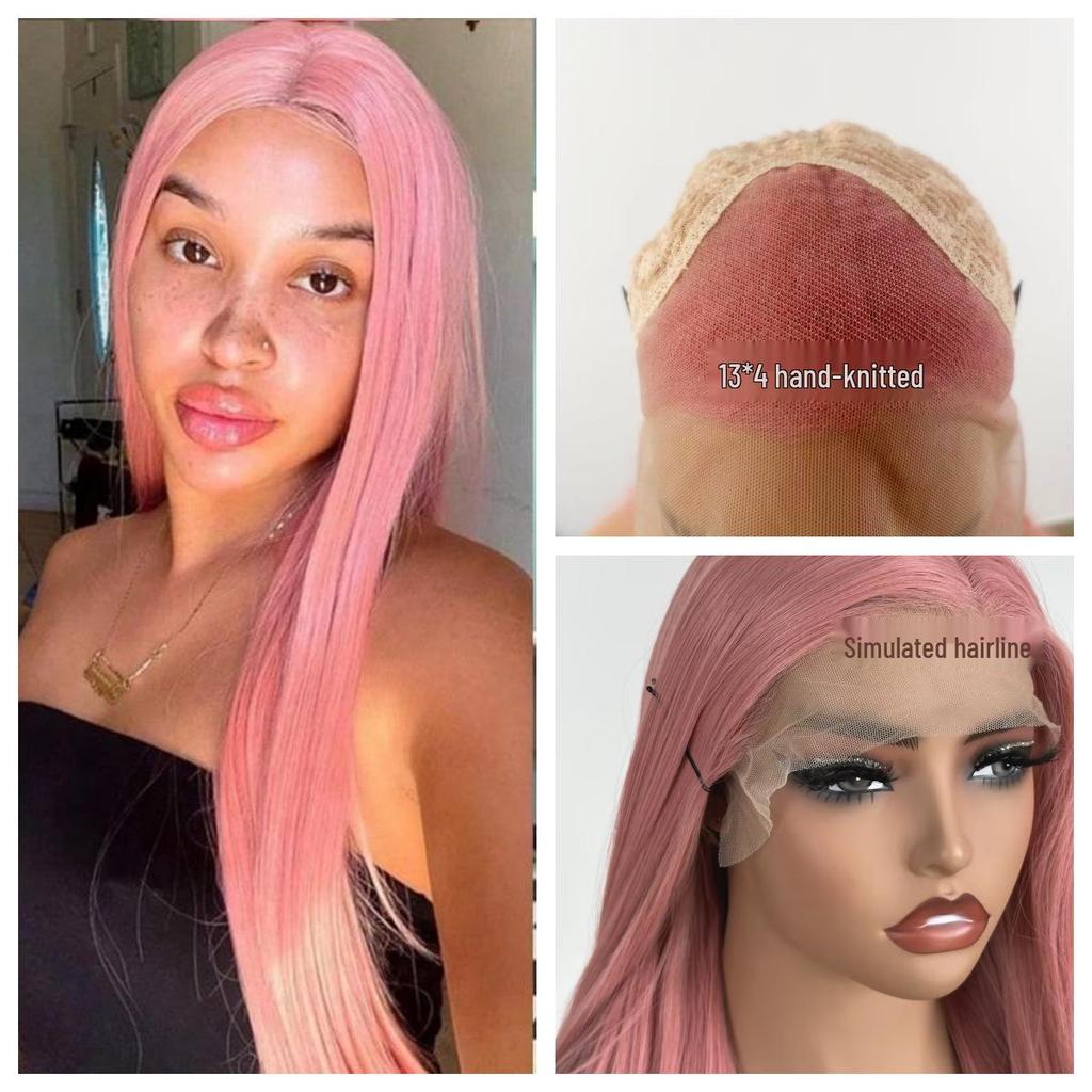 Pink Brightening Fashionable Long Straight 13*4 Front Lace Women's Wig