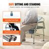 Commode Chair, Bedside Commode with Drop-Down Arms and Detachable Backrest, 5-Level Adjustable Height, 7L Removable Bucket, Easy to Assemble, 1000LBS