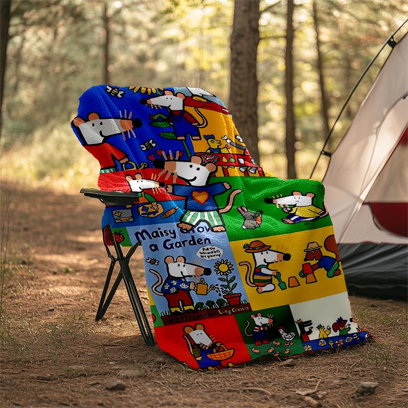 Maisy Mouse Theme Printed Blanket - Perfect for Couch, Bed, Travel & Outdoor Use | Machine Washable, Cozy & Durable.