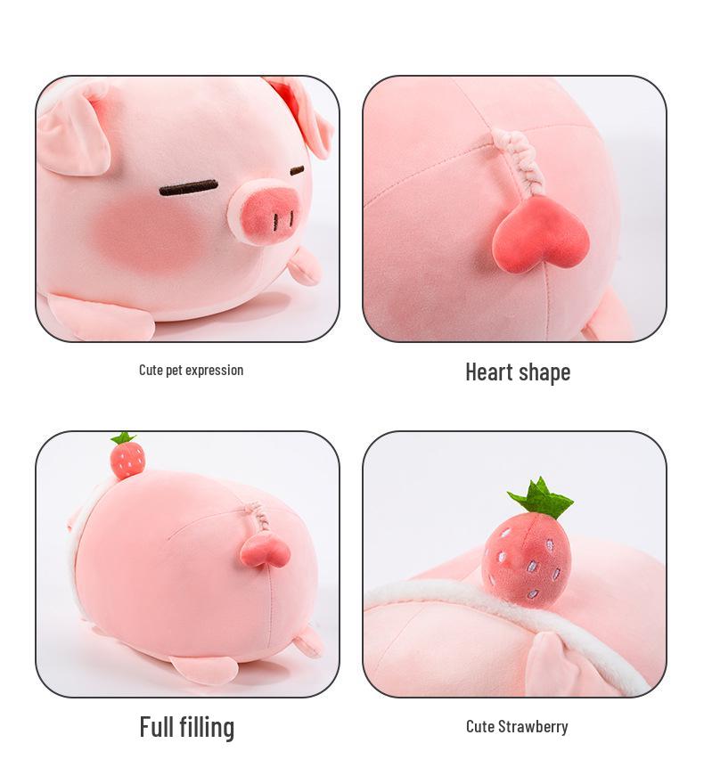 Cute Strawberry Piglet Plush Doll Pillow - Perfect Birthday Gift & Backrest
