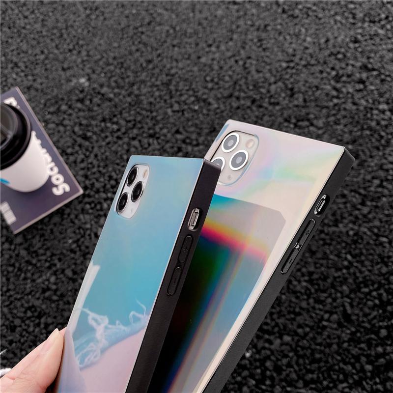 Simple Laser Square Phone Case For Iphone 13 Pro Max 12 11 Pro Max 7 8 Plus X Xr Xs Max Se 2020 Soft Silicone Case Back Cover