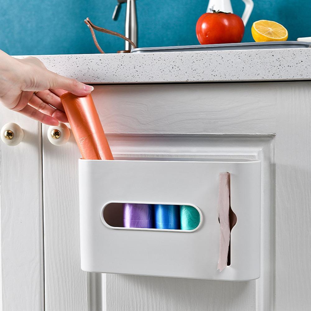 Large Capacity Trash Bags Storage Box Wall Mounted Plastic Container  for Bathroom Kitchen