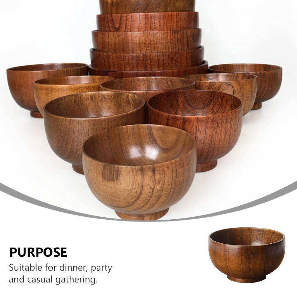 1Pcs Wood Salad Bowl 12x6.7cm Natural Thickened Creative Fruits Bowl Multipurpose Home Food Basin Snack Dessert Container