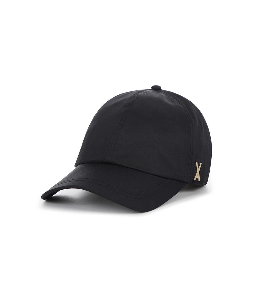 Bajal Studded Logo Nylon Newsboy Ball Cap Black