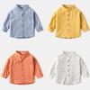 Children's Long-Sleeved Shirts, Spring and Autum Boys' Stand-Up Collar Pure Color Shirts, Baby Boys' Casual Cotton Tops, Kidsren's Clothing