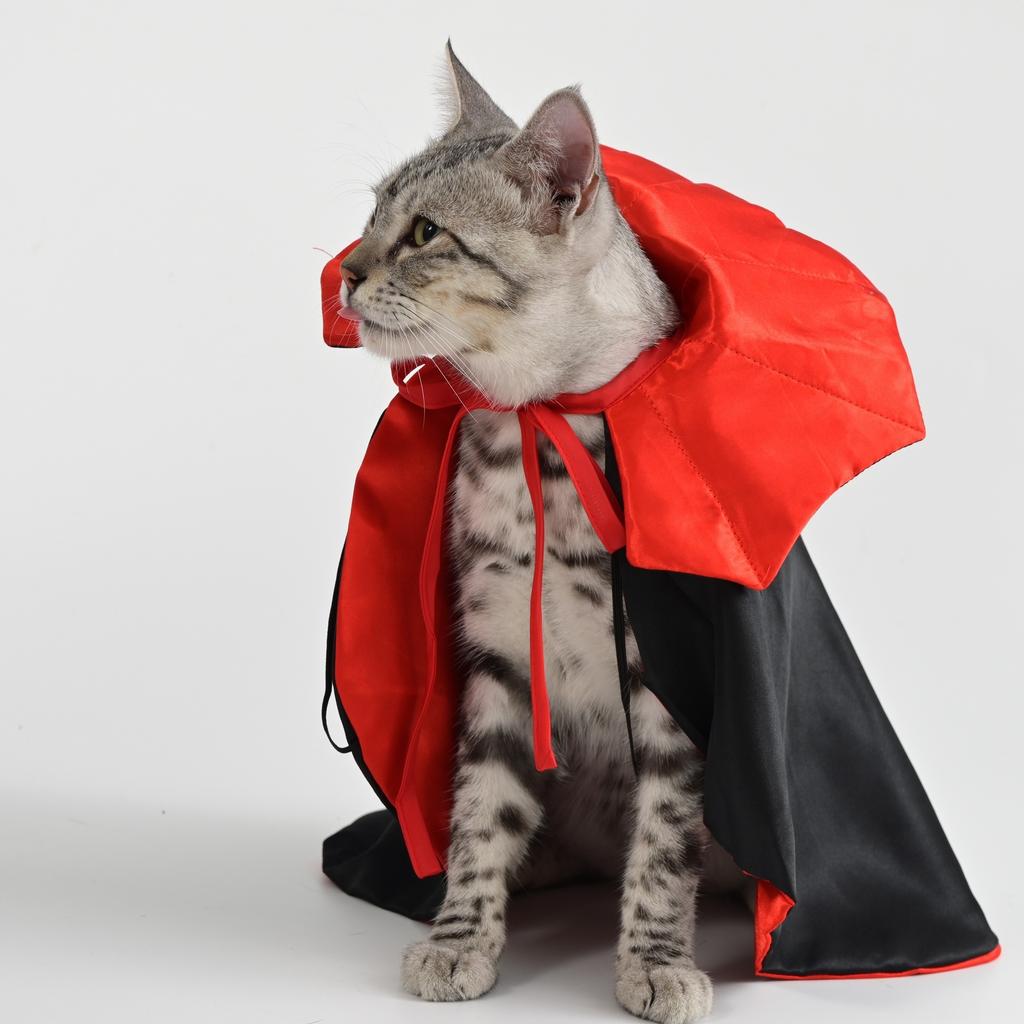 Halloween Vampire Cloak Pet Costume - Comfortable Nylon with Strap Closure, Suitable for Small and Medium Sized Dogs and Cats