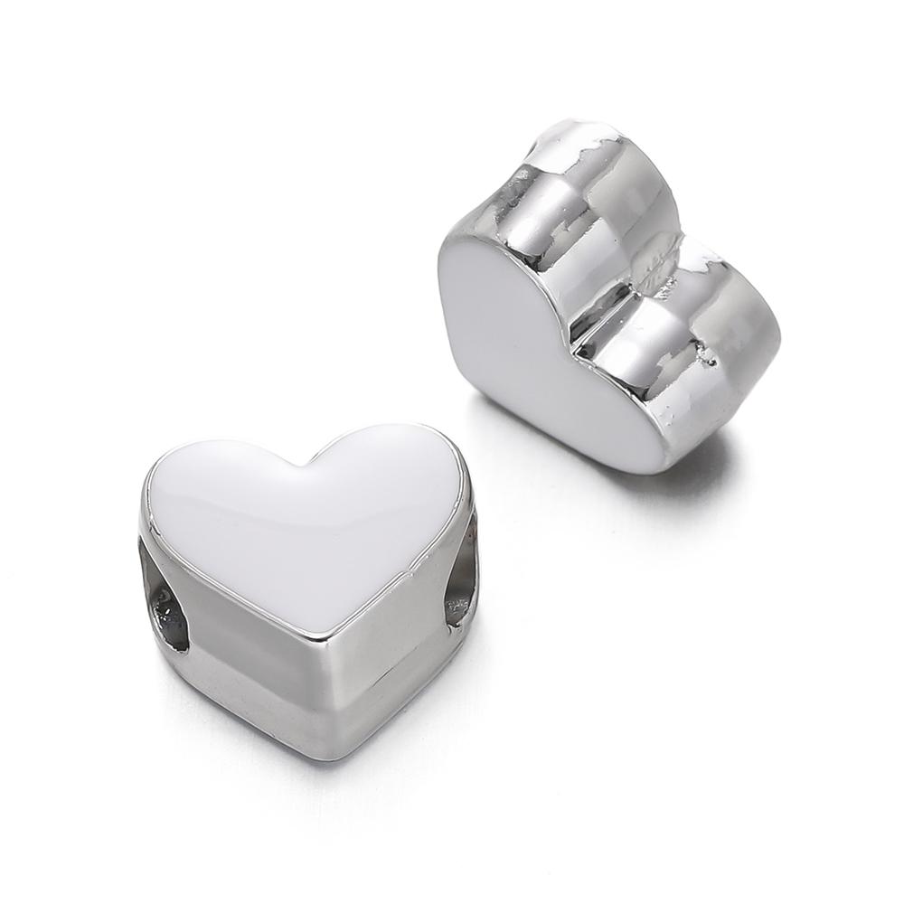 5 pezzi/Lotto Perline CCB Colorate a Forma di Cuore con Foro Grande Distanziatori Perline Sfuse per Braccialetti Collane Accessori per la Creazione di Gioielli