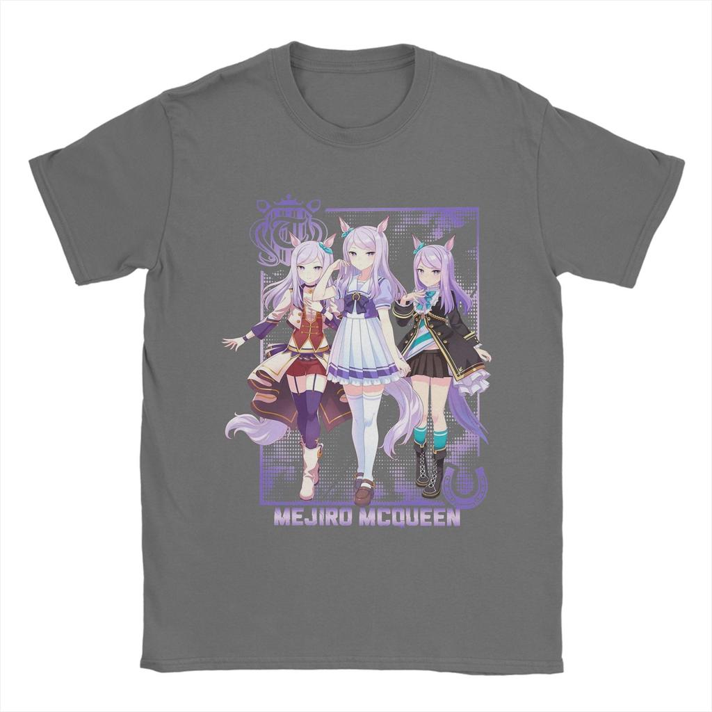 Mejiro McQueen Uma Musume Anime T-Shirts for Men  Vintage Pure Cotton Tees O Neck Short Sleeve T Shirts Graphic Tops