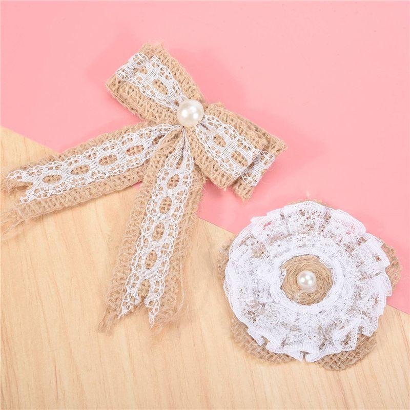 M-Modern-24Pcs In 1 Set Burlap Flower Vintage Handmade Linen Materials Jute Flower Decoration For Wedding Christmas DIY