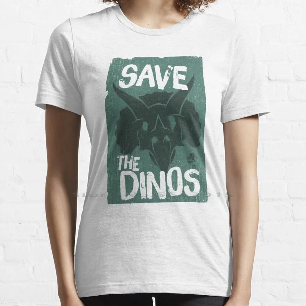 Worlldd Save The Dinos Distressed Poster T Shirt 100% Cotton Fifthsuntshirt 2020fifthsun Triceratops Save Dinos Distressed Short