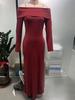 2026 Autumn One-Shoulder Slit Long Sleeve Slim Fit Socialite Dress
