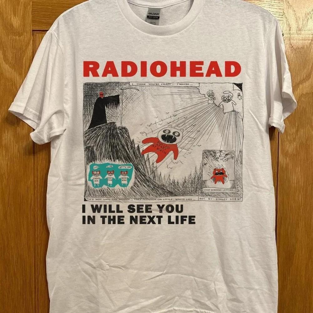 Футболка группы Radiohead, Белая унисекс футболка Radiohead в классическом стиле S-5XL, Унисекс футболка M
