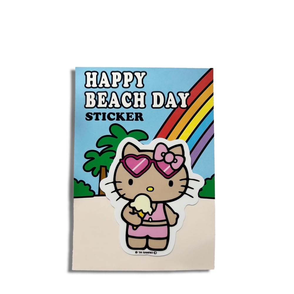 Sanrio Sunburn Hello Kitty Okinawa SANRIO HAPPY BEACH DAY Okinawa Exclusive Travel Commemorative Hello Kitty Sunburn Sticker Stickers, Souvenirs, розовый