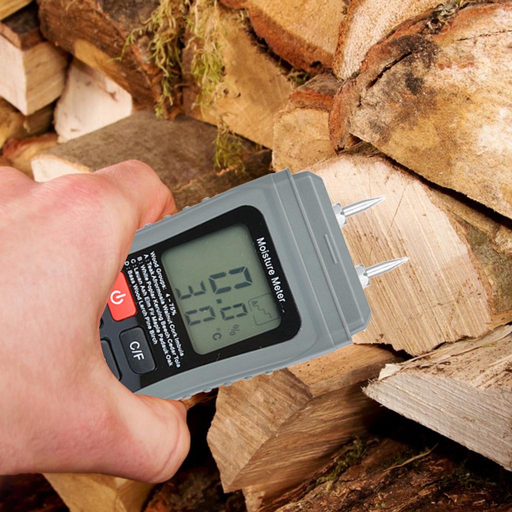 Portable Two Pins Digital Wood Hygrometer Humidity Content Tester Moisture Meter Analyzer for Check Firewood/Drywall Dampness