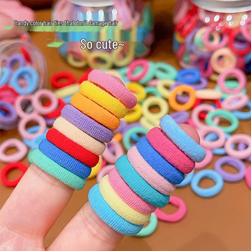 100-Piece Colorful Children's Seamless Hair Ties Set - Small Elastic Rubber Bands & Headbands