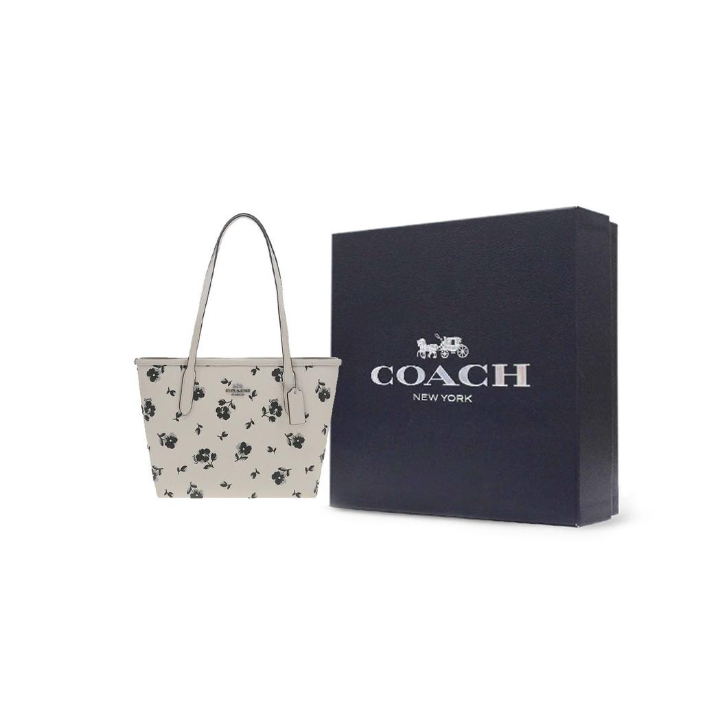 Coach City 24 Tote Bag Shopping Bag Handheld Shoulder Bag Medium Silver Hardware White Chalk Color Women tote CBL04-SVCAH