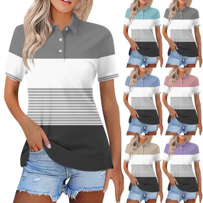 Women's Fashion Casual Lapel Short Sleeve Printed Shirt Women's Button Up Tops