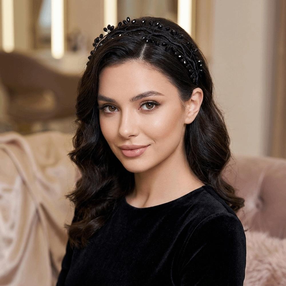 Woven Wire Hair Hoop Elegant Headpiece Super Temperament Crystal Leaf Branch Headband Formal Prom