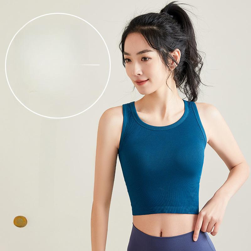 Women's One-piece Fixed Cup Upholstery Gathering Can Be Worn Outside The Word Back Comfortable and Versatile Yoga Sports Underwear