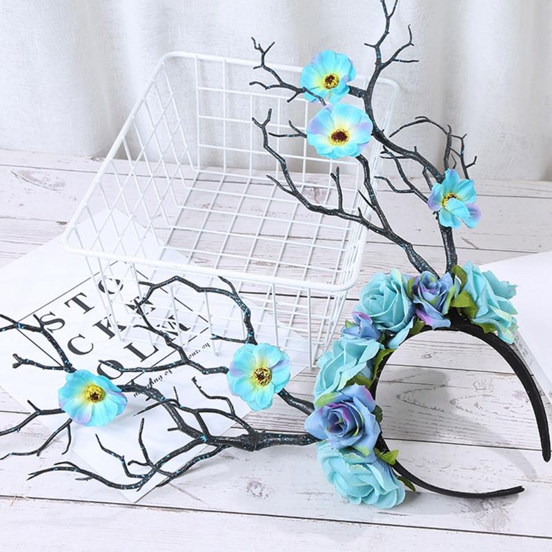 Flower Crown Hair Wreath Deer Antlers Headbands Reindeer Headdress Floral Headwears Holiday Wedding Photo Props