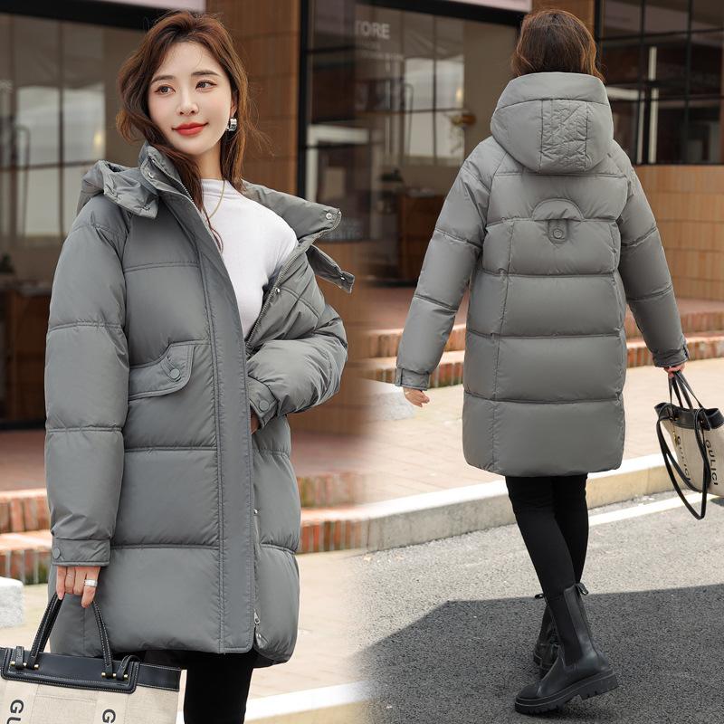 Down cotton jacket women's 2025 new mid-length fashion loose thickened mid-length winter cotton jacket jacket