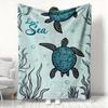 Love Sea Sea Turtle Flannel Blanket OceanThemed Art Throw for Marine Life Lovers Soft Cozy Home Decor Warm Sofa Couch Gift