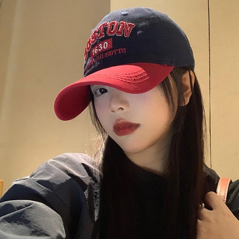 Cotton Baseball Cap Punk Letter Prints Embroidery Patchwork Peaked Hat Girls Outdoor Use Sportss Long Brim Sun Protection Hat Women Hip Hop